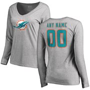 Add Miami Dolphins NFL Pro Line Women's Personalized Name & Number Logo Long Sleeve T-Shirt - Ash To Your NFL Collection