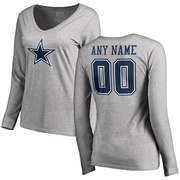 Add Dallas Cowboys NFL Pro Line by Fanatics Branded Women's Personalized Name & Number Logo Long Sleeve T-Shirt - Ash To Your NFL Collection