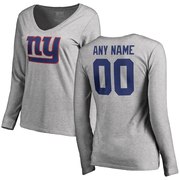 Add New York Giants NFL Pro Line Women's Personalized Name & Number Logo Long Sleeve T-Shirt - Ash To Your NFL Collection