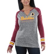 Add Washington Redskins Majestic Women's Lead Play Long Sleeve V-Notch T-Shirt - Heathered Gray/Heathered Burgundy To Your NFL Collection