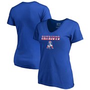 Add New England Patriots NFL Pro Line by Fanatics Branded Women's Vintage Team Lockup Plus Size V-Neck T-Shirt - Royal To Your NFL Collection