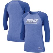 Add New York Giants Nike Women's Current Logo 3/4-Sleeve Marled Raglan T-Shirt – Blue To Your NFL Collection