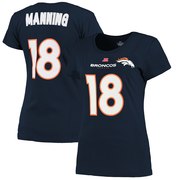 Add Peyton Manning Denver Broncos Majestic Women's Fair Catch V Name & Number T-Shirt - Navy Blue To Your NFL Collection