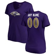 Add Baltimore Ravens NFL Pro Line by Fanatics Branded Women's Personalized Name & Number Logo V-Neck T-Shirt - Purple To Your NFL Collection