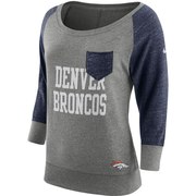 Add Denver Broncos Nike Women's Tailgate Vintage Raglan 3/4-Sleeve T-Shirt - Heathered Gray/Navy To Your NFL Collection