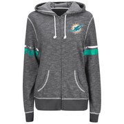 Add Miami Dolphins Majestic Women's Athletic Tradition Full-Zip Hoodie - Heather Gray To Your NFL Collection