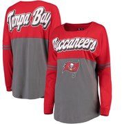 Add Tampa Bay Buccaneers 5th & Ocean by New Era Women's Athletic Varsity Long Sleeve T-Shirt - Red/Pewter To Your NFL Collection