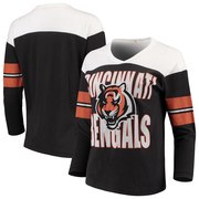 Add Cincinnati Bengals Junk Food Women's Throwback Football Long Sleeve T-Shirt – Black/White To Your NFL Collection