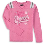 Add Denver Broncos New Era Girls Youth Love for My Team Long Sleeve Tri-Blend V-Neck T-Shirt – Pink To Your NFL Collection