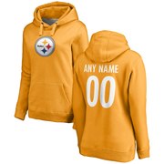 Add Pittsburgh Steelers NFL Pro Line Women's Personalized Name & Number Logo Pullover Hoodie - Gold To Your NFL Collection