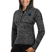 Add Carolina Panthers Antigua Women's Fortune Half-Zip Sweater - Heather Black To Your NFL Collection