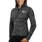 Add Kansas City Chiefs Antigua Women's Fortune Half-Zip Sweater - Heather Black To Your NFL Collection