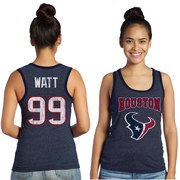 Add J.J. Watt Houston Texans Majestic Women's Tri-Blend Wordmark Name & Number Tank Top - Navy To Your NFL Collection