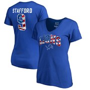 Add Matthew Stafford Detroit Lions NFL Pro Line by Fanatics Branded Women's Banner Wave Name & Number T-Shirt - Royal To Your NFL Collection