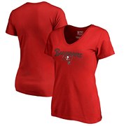 Add Tampa Bay Buccaneers NFL Pro Line by Fanatics Branded Women's Freehand Plus Size V-Neck T-Shirt - Red To Your NFL Collection
