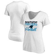 Add Carolina Panthers NFL Pro Line by Fanatics Branded Women's Free Line Plus Size V-Neck T-Shirt - White To Your NFL Collection