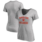 Add Tampa Bay Buccaneers NFL Pro Line by Fanatics Branded Women's Vintage Collection Victory Arch Plus Size V-Neck T-Shirt - Heather Gray To Your NFL Collection