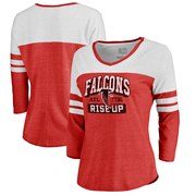 Add Atlanta Falcons NFL Pro Line by Fanatics Branded Women's Hometown Collection Color Block 3/4 Sleeve Tri-Blend T-Shirt - Red To Your NFL Collection