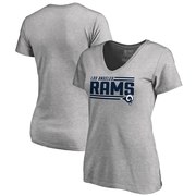 Add Los Angeles Rams NFL Pro Line by Fanatics Branded Women's Iconic Collection On Side Stripe V-Neck T-Shirt - Ash To Your NFL Collection