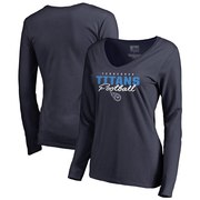 Add Tennessee Titans NFL Pro Line by Fanatics Branded Women's Iconic Collection Script Assist Long Sleeve V-Neck T-Shirt - Navy To Your NFL Collection