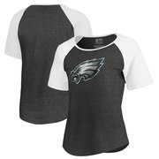 Add Philadelphia Eagles NFL Pro Line by Fanatics Branded Women's Team Secondary Raglan Tri-Blend Scoop Neck T-Shirt – Heathered Black/White To Your NFL Collection