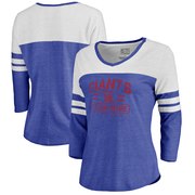 Add New York Giants NFL Pro Line by Fanatics Branded Women's Personalized Flanker Three-Quarter Sleeve Tri-Blend T-Shirt - Royal To Your NFL Collection
