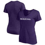 Add Baltimore Ravens NFL Pro Line by Fanatics Branded Women's Wordmark V-Neck T-Shirt - Purple To Your NFL Collection