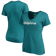 Add Miami Dolphins NFL Pro Line by Fanatics Branded Women's Wordmark V-Neck T-Shirt - Aqua To Your NFL Collection