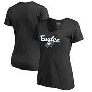 Add Philadelphia Eagles NFL Pro Line by Fanatics Branded Women's Freehand V-Neck T-Shirt - Black To Your NFL Collection