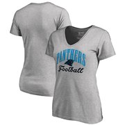 Add Carolina Panthers NFL Pro Line by Fanatics Branded Women's Victory Script Plus Size V-Neck T-Shirt - Heathered Gray To Your NFL Collection