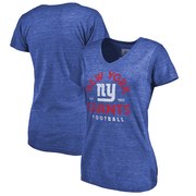 Add New York Giants NFL Pro Line by Fanatics Branded Women's Timeless Collection Vintage Arch Tri-Blend V-Neck T-Shirt - Royal To Your NFL Collection