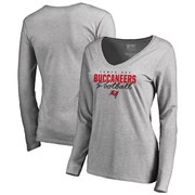 Add Tampa Bay Buccaneers NFL Pro Line by Fanatics Branded Women's Iconic Collection Script Assist Long Sleeve V-Neck T-Shirt - Ash To Your NFL Collection
