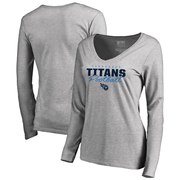 Add Tennessee Titans NFL Pro Line by Fanatics Branded Women's Iconic Collection Script Assist Long Sleeve V-Neck T-Shirt - Ash To Your NFL Collection