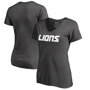 Add Detroit Lions Fanatics Branded Women's Team Lockup V-Neck T-Shirt - Heather Gray To Your NFL Collection