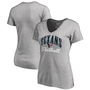 Add Houston Texans NFL Pro Line by Fanatics Branded Women's Victory Script V-Neck T-Shirt - Heathered Gray To Your NFL Collection