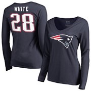 Add James White New England Patriots NFL Pro Line by Fanatics Branded Women's Player Icon V-Neck Long Sleeve T-Shirt - Navy To Your NFL Collection