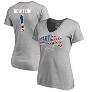 Add Cam Newton Carolina Panthers NFL Pro Line by Fanatics Branded Women's Banner Wave Name & Number T-Shirt - Heathered Gray To Your NFL Collection