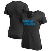 Add Carolina Panthers NFL Pro Line by Fanatics Branded Women's Wordmark V-Neck T-Shirt - Black To Your NFL Collection