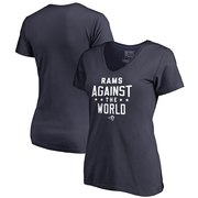 Add Los Angeles Rams NFL Pro Line by Fanatics Branded Women's Against The World V-Neck T-Shirt - Navy To Your NFL Collection