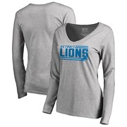 Add Detroit Lions NFL Pro Line by Fanatics Branded Women's Iconic Collection On Side Stripe Long Sleeve V-Neck T-Shirt - Ash To Your NFL Collection