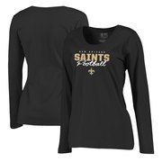 Add New Orleans Saints NFL Pro Line by Fanatics Branded Women's Iconic Collection Script Assist Plus Size Long Sleeve T-Shirt - Black To Your NFL Collection