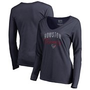 Add Houston Texans NFL Pro Line by Fanatics Branded Women's Graceful Long Sleeve V-Neck T-Shirt - Navy To Your NFL Collection