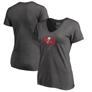 Add Tampa Bay Buccaneers NFL Pro Line by Fanatics Branded Women's Plus Sizes Distressed Team Logo Tri-Blend T-Shirt - Charcoal To Your NFL Collection
