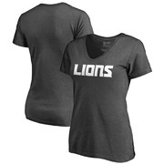 Add Detroit Lions NFL Pro Line by Fanatics Branded Women's Wordmark V-Neck Plus Size T-Shirt - Heathered Gray To Your NFL Collection