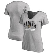 Add New Orleans Saints NFL Pro Line by Fanatics Branded Women's Victory Script Plus Size V-Neck T-Shirt - Heathered Gray To Your NFL Collection