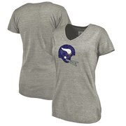 Add Minnesota Vikings NFL Pro Line by Fanatics Branded Women's Throwback Logo Tri-Blend V-Neck T-Shirt - Ash To Your NFL Collection