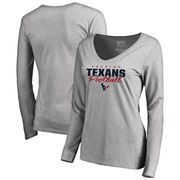 Add Houston Texans NFL Pro Line by Fanatics Branded Women's Iconic Collection Script Assist Long Sleeve V-Neck T-Shirt - Ash To Your NFL Collection