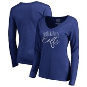 Add Indianapolis Colts NFL Pro Line by Fanatics Branded Women's Graceful Long Sleeve V-Neck T-Shirt - Royal To Your NFL Collection