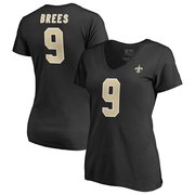 Add Drew Brees New Orleans Saints NFL Pro Line by Fanatics Branded Women's Authentic Stack Name & Number V-Neck T-Shirt - Black To Your NFL Collection