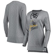 Add Pittsburgh Steelers Majestic Women's Historic Hyper Lace-Up Tunic Sweatshirt - Heathered Gray To Your NFL Collection